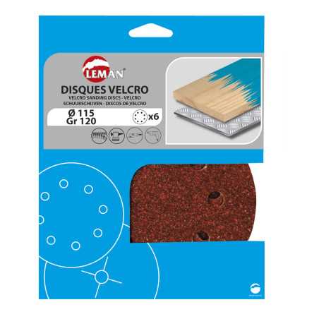Vente de 6 DISQUES VELCRO 6 TROUS D.150 GR 80 Leman, numéro 7502 / mn_150.06.02 à 7,08 €HT soit 8,49 €TTC. 