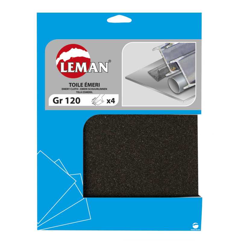 4 Feuilles Toile Emeri 230X280 Gr 150 ref TE.03 Leman