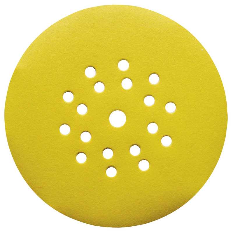 Disque Auto-Agrippant 6+1 Trous D225 Gr80 Corindon Jaune ref 4423780 Leman