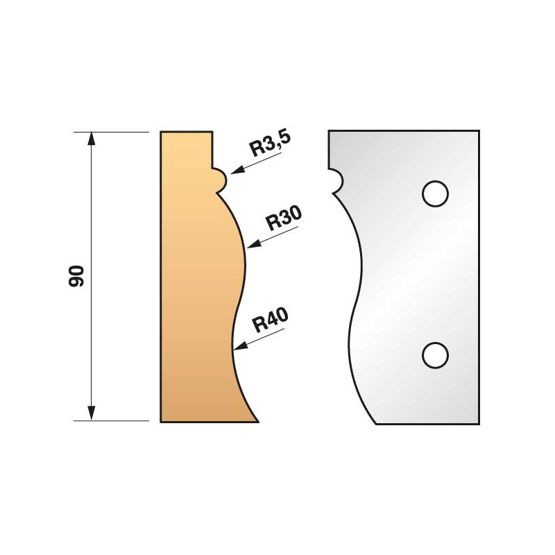 Jeu De 2 Fers Profiles N°322 Pour P.O. Ht.90Mm ref 955.322 Leman