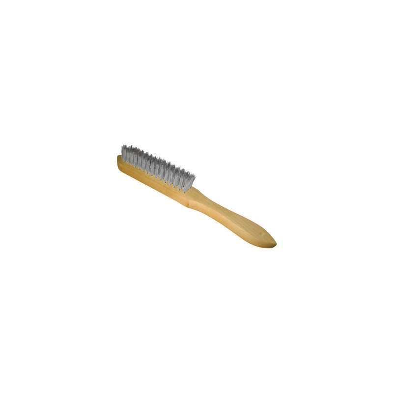 Brosse Manche Bois 295X145X25 Fil 0,30 Inox Dr Manuelle ref 720.293 Leman