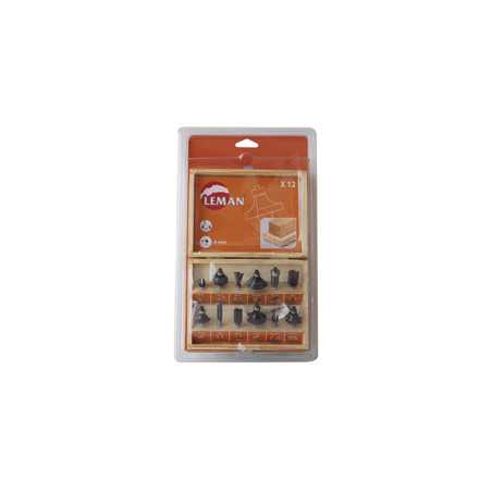 Coffret 12 Meches Assorties Carbure Defonceuse Q8 ref 418.700.12 Leman