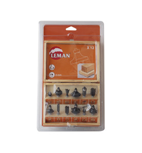 Vente de COFFRET 12 Méches de défonceuse carbure assorties Queue 8 mm Leman, numéro 9521 / mn_418.700.12 à 27,91 €HT soit 33,49 