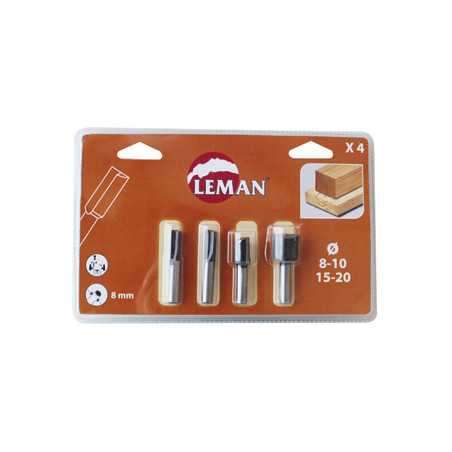 4 Meches De Defonceuse Carbure D8/10/15/20 Q8 Blister ref 428.700.04 Leman