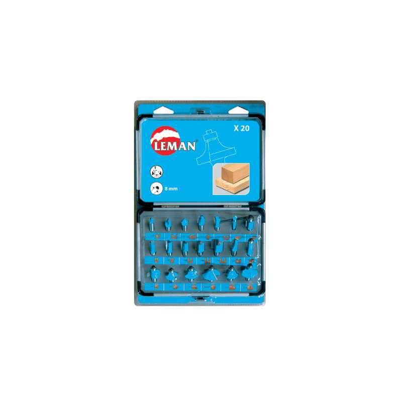 Coffret 20 Fraises De Defonceuse Assorties Q8 Hm ref 428.700.20 Leman