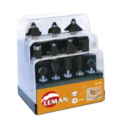 Coffret 12 Meches Assorties Carbure Defonceuse Q8 ref 7100.712 Leman