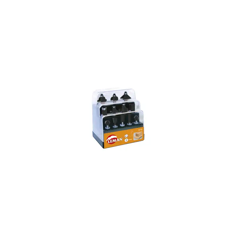 Coffret 12 Meches Assorties Carbure Defonceuse Q8 ref 7100.712 Leman