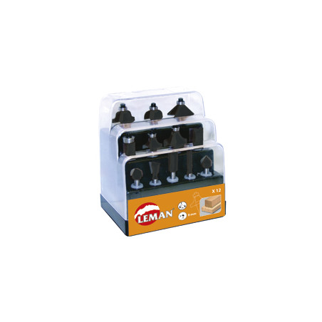 Coffret 12 Meches Assorties Carbure Defonceuse Q8 ref 7100.712 Leman
