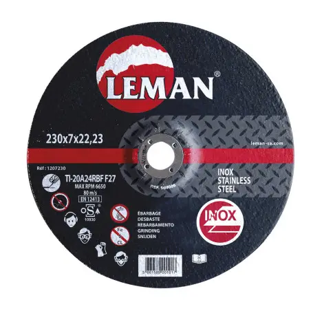 Disque Ebarbage Inox 125X7.0X22.23 F27 ref 1207125 Leman