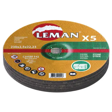 Disque Tronc. Materiaux 230X2.5X22.23 Lot De 5 F42 ref 233149.05 Leman