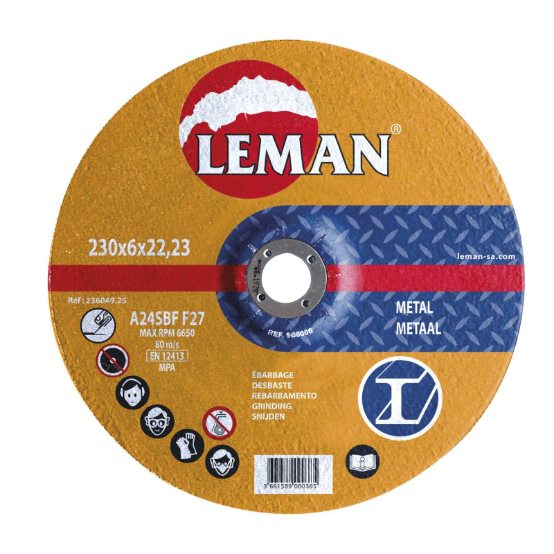 Disques Ebarbage Metal 125 Ep. 6.0 X22.23 F27 ref 126049.25 Leman