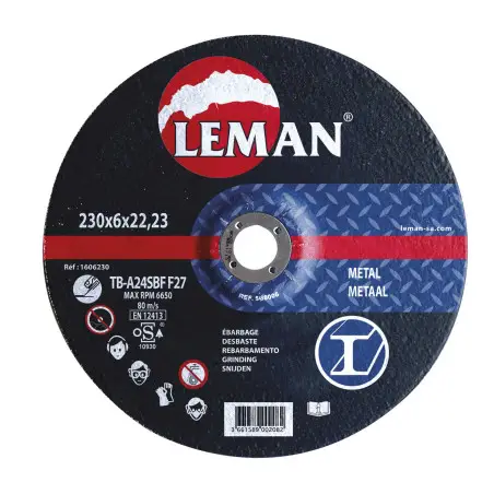 Disque Ebarbage Metal 115X6.0X22.23 F27 ref 1606115 Leman