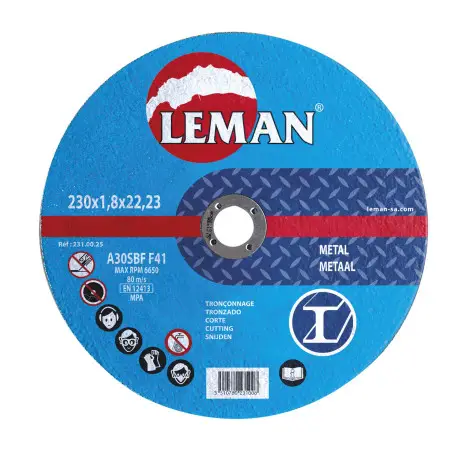 Disque Tronconnage Metal 230X1.8X22.23 F41 ref 231.00.25 Leman