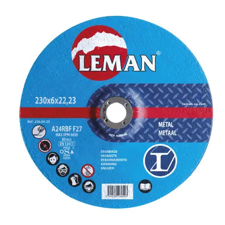 Disque Ebarbage Metal 230X6.0X22.23 F27 ref 236.00.25 Leman