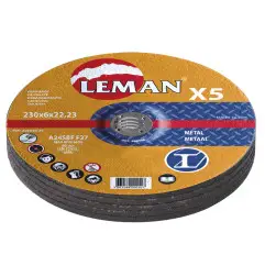 Disque Ebarbage Metal 230 Ep6.0 X22.23 F27 Lot De 5 ref 236049.05 Leman