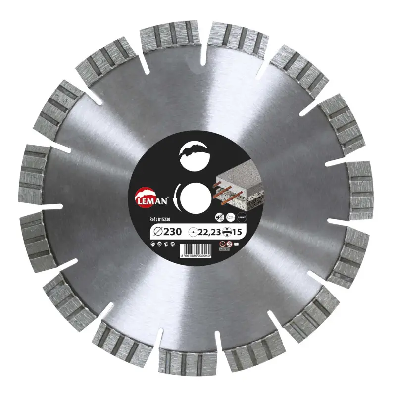 Disq. Diamant Silencieux Beton Arme 230X22.23 Ht15 ref 815230 Leman