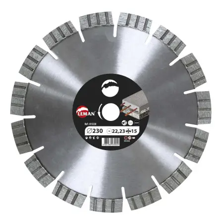 Disq. Diamant Silencieux Beton Arme 230X22.23 Ht15 ref 815230 Leman