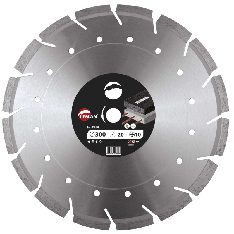 Disque Diam Segments Mixte 300X20 Ht10 Asphalte/Béton Armé ref 310301 Leman