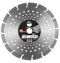Disque Diamant Segment 230X22.2 Ht10 Multimatériaux ref 720230 Leman