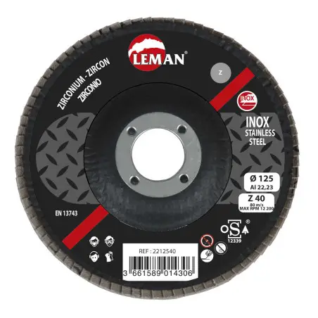 Disque A Lamelles Plat 115 Grain 40 Zirconium ref 2211540 Leman