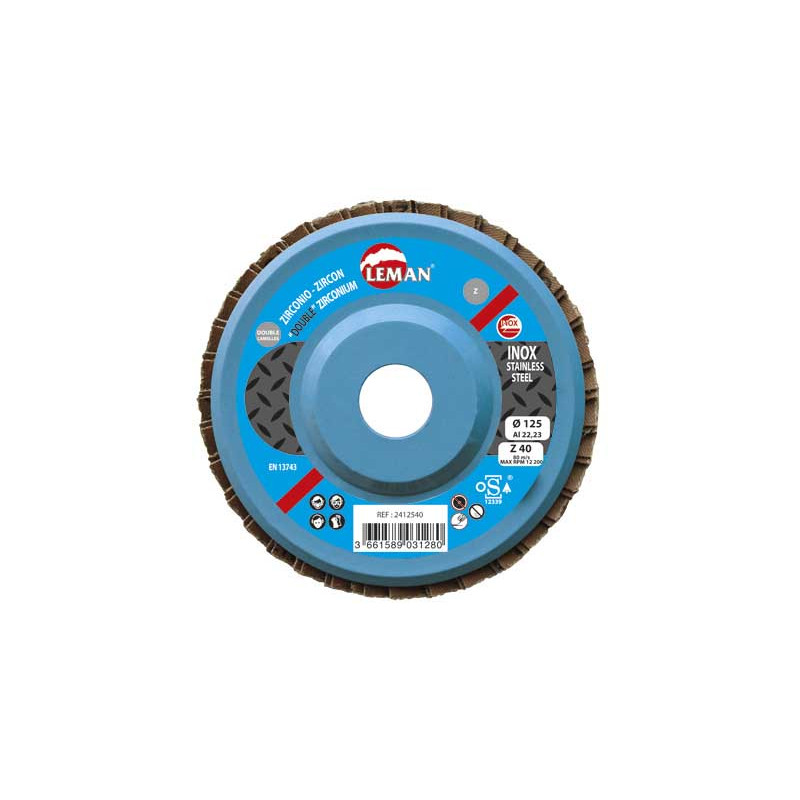 Disque A Doubles Lamelles Plat 125 Gr120 Zirconium ref 2412512 Leman