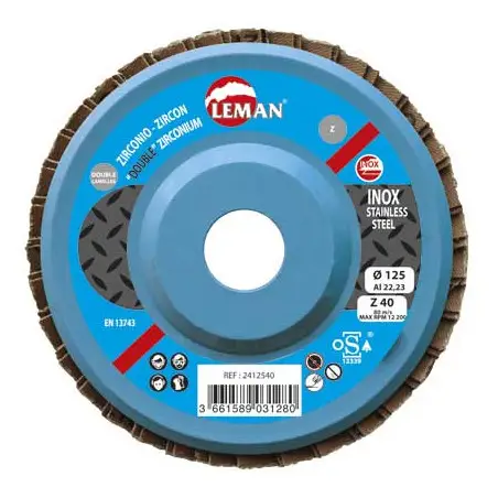 Disque A Doubles Lamelles Plat 125 Gr40 Zirconium ref 2412540 Leman