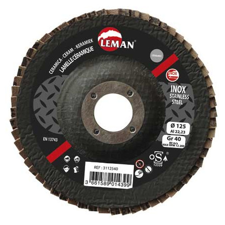 Disque A Lamelles Plat 125 Grain 120 Ceramique ref 3212512 Leman