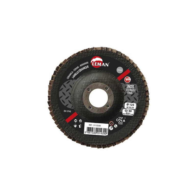 Disque A Lamelles Plat 125 Grain 60 Ceramique ref 3212560 Leman