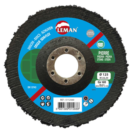 Disque Semi Rigide Bombe 125X22,23 Gr60 Md Carbure Silicium ref 5112560 Leman