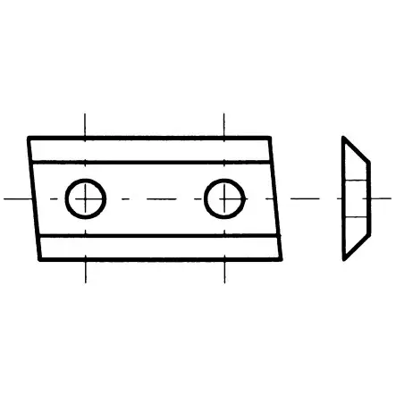 Plaquette K05 30X12X1,5 / 2 Coupes 35° Hm - Biais Latéral Gauche 5° ref 0030.1215.11 Leman