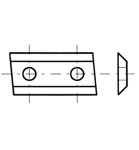 Plaquette K05 30X12X1,5 / 2 Coupes 35° Hm - Biais Latéral Gauche 5° ref 0030.1215.11 Leman