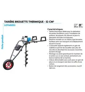 Tariere Brouette Thermique 52Cc ref LOTAR053 Leman