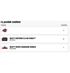 M18 FORGENRG-802DBSC - Pack NRG 18V, 8.0 AH FORGE Red Li-ion, système M18 Milwaukee ref 4933498616