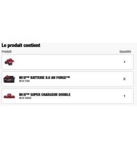 M18 FORGENRG-802DBSC - Pack NRG 18V, 8.0 AH FORGE Red Li-ion, système M18 Milwaukee ref 4933498616