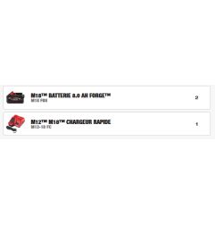 M18 FORGENRG-802 - Pack NRG 18V, 8.0 AH FORGE Red Li-ion, système M18 Milwaukee ref 4933498612