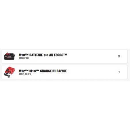 M18 FORGENRG-802 - Pack NRG 18V, 8.0 AH FORGE Red Li-ion, système M18 Milwaukee ref 4933498612