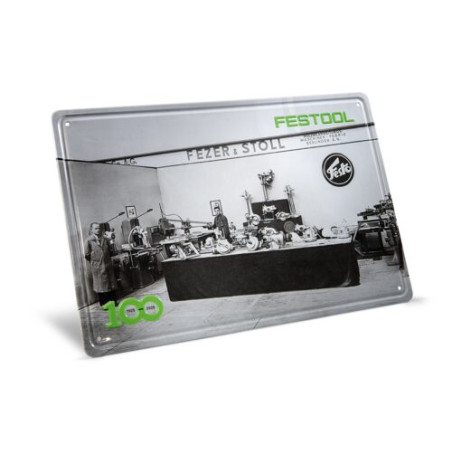Festool Plaque de tôle 100 ans, stand d'exposition rétro MES-FT2 100Y