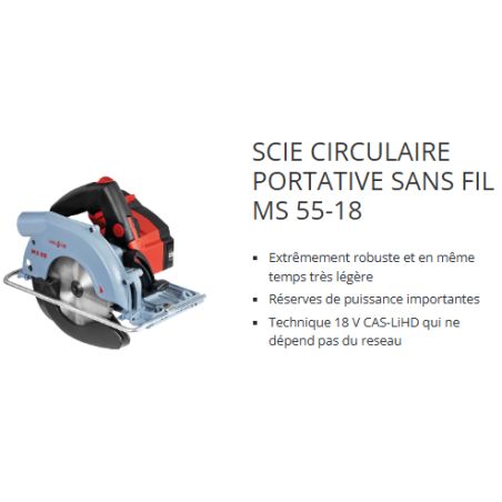 Scie circulaire portative sans fil MS 55-18 PURE - Mafell 91E909