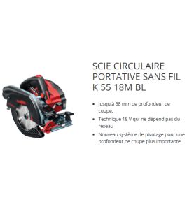 Scie circulaire portative sans fil K 55 18M bl dans le coffret T-MAX - Mafell 91D601