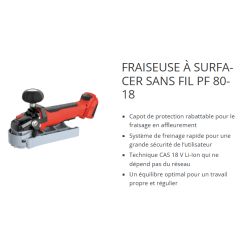 Fraiseuse à surfacer sans fil PF 80-18 PURE dans coffret MAX3  - Mafell 9M2102