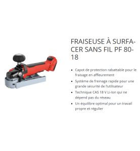 Fraiseuse à surfacer sans fil PF 80-18 PURE dans coffret MAX3  - Mafell 9M2102