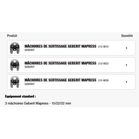 M12 HPT-202C Geberit Mapress Set - Sertisseuse 12V, 2Ah, 3 Mâchoires Geberit