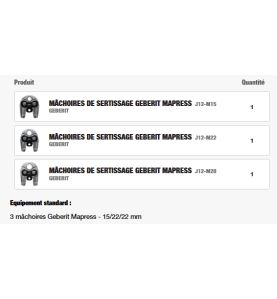 M12 HPT-202C Geberit Mapress Set - Sertisseuse 12V, 2Ah, 3 Mâchoires Geberit