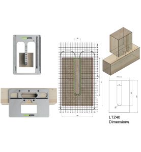 Set de gabarit pour tenons droits 40mm d'epaisseur - ronds (usinage mortaise et tenon à la défonceuse)