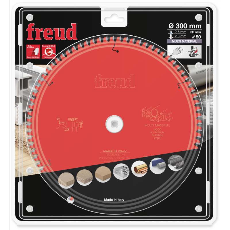 Lame pour scie circulaire portative D300 2,6/2 AL30 Z80 TPB 0° Freud