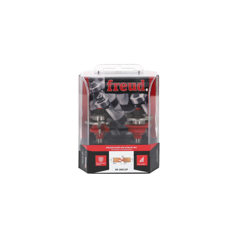 Ensemble de fraises pour profils et contre-profils D42,9 Q12 H19/77 Freud Ensemble de fraises pour profils et contre-profils D42,9 Q12 H19/77 Freud