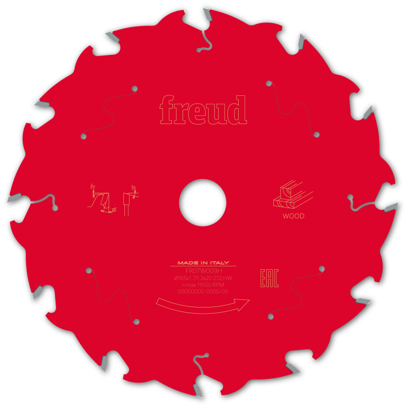 Lame pour scie circulaire portative filaire/sans fil D165 1,7/1,3 A20 Z12 BA 20° Freud