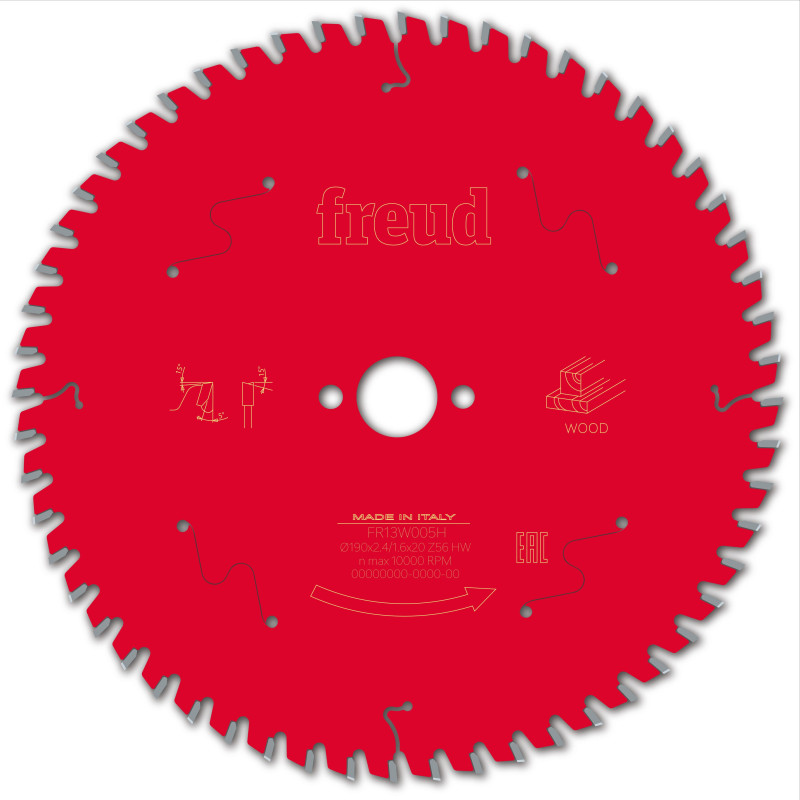 Lame pour scie circulaire portative D190 2,4/1,6 AL20 Z56 BA 5° Freud