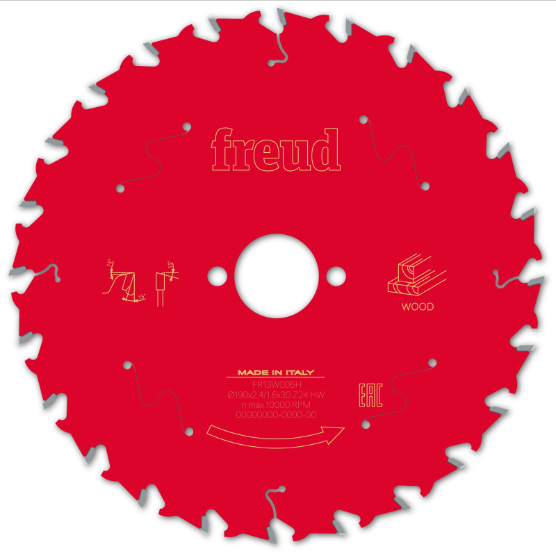 Lame pour scie circulaire portative D190 2,4/1,6 AL30 Z24 BA 15° Freud