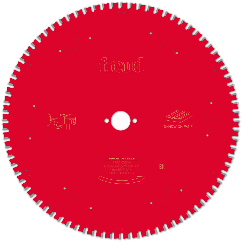 Lame pour scie circulaire portative D355 2,6/2,2 AL30 Z80 TPB 0° Freud Lame pour scie circulaire portative D355 2,6/2,2 AL30 Z80 TPB 0° Freud